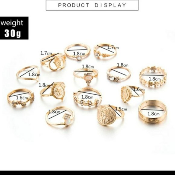 💙3/$15🌟 14k plating 15 pc. Virgin Mary ring set - Picture 2 of 4